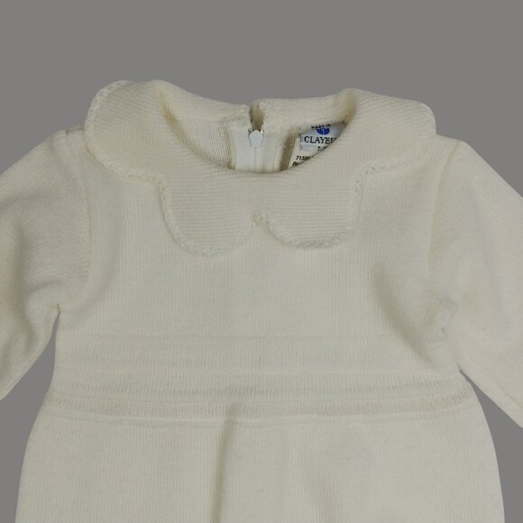 Vintage Clayeux Knit Scalloped Collar Jumpsuit Made in France - Picture 2 of 9